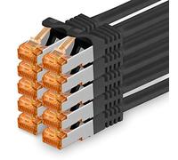 1aTTack.de 689265 Cat7-10x 0,5m - Cavo di rete Cat 7 Ethernet Lan 10 Gb/s PIMF LSZH Nero