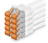 1aTTack.de 689876 Cat7-10x 0,25m - Cavo di rete Cat 7 Ethernet Lan 10 Gb/s PIMF LSZH Bianco