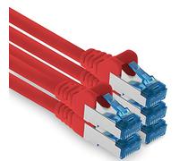 1aTTack.de 7,5 m - Cat.6 - Cavo di Rete LAN Ethernet Gigabit RJ45 Cat 6 Cavo Patch A 10000 Mbit s Sftp Pimf 500 MHz Compatibile con CAT5 CAT6 CAT7 Cat8 Rosso - 5 Pezzi