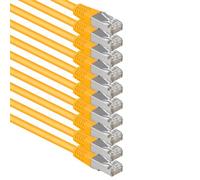 1aTTack.de® - 7,5m - amarillo - 10 Stück - CAT6 CAT 6 Ethernet LAN cable de red SET 1000 Mbit/s CAT6 Doble blindado PIMF 250MHz libre de halógenos compatible con CAT5e CAT6a CAT7 CAT8