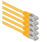 1aTTack.de® - 7,5m - amarillo - 5 Stück - CAT6 CAT 6 Ethernet LAN cable de red SET 1000 Mbit/s CAT6 Doble blindado PIMF 250MHz libre de halógenos compatible con CAT5e CAT6a CAT7 CAT8