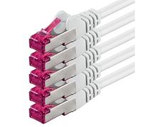 1aTTack.de 7,5m - bianco - 5 pezzi - Rete Cavi Cat6a S-FTP CAT 6a doppia schermatura - certificato GHMT PIMF 500MHz / 7 CU rame non contiene alogeni compatibile con CAT5e CAT6 CAT7 CAT8 10000 Mbit/s