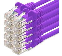 1aTTack.de 7,5m Cavo di Rete viola - 10x - Cat.6 Ethernet Gigabit Lan RJ45 10 100 1000 Mbit s - Cavo Patch UTP compatibile con Cat.5 Cat.5e Cat.7 Cat.8 - viola - 10x - 7,5m