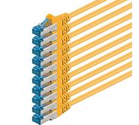 1aTTack.de 7,5m - giallo - 10 pezzi - Rete Cavi Cat6a S-FTP CAT 6a doppia schermatura - certificato GHMT PIMF 500MHz / 7 CU rame non contiene alogeni compatibile con CAT5e CAT6 CAT7 CAT8 10000 Mbit/s