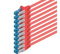 1aTTack.de 7,5m - rosso - 10 pezzi - Rete Cavi Cat6a S-FTP CAT 6a doppia schermatura - certificato GHMT PIMF 500MHz / 7 CU rame non contiene alogeni compatibile con CAT5e CAT6 CAT7 CAT8 10000 Mbit/s