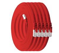 1aTTack.de 7,5m - rosso - 5 Pezzi Cat.7 cavo di rete piatto 10GB/s Slim Flat Cavi RJ45 Patch cavi di installazione nastro - compatibile CAT5 CAT6 CAT7 CAT 8