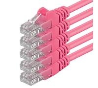 1attack, cavo di rete patch UTP Cat6, con 2 connettori RJ45, confezione da 5 pezzi Magenta - 5 pieces 3 m