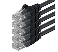 1aTTack.de 87680 5x 2m Black Cavo di rete Cat6 Cat 6 Ethernet LAN 1000 Mbit/s RJ45