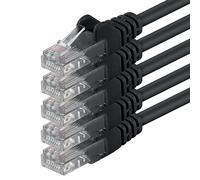 1aTTack.de 89686 5x 7,5m Black Cavo di rete Cat6 Cat 6 Ethernet LAN 1000 Mbit/s RJ45