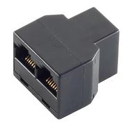 1aTTack.de Adattatore di accoppiamento RJ45 1x a 2x RJ45 con contatti placcati in oro, spina in plastica stampata, schermata, nera