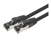 1aTTack.de Black Cotton Cat 6a, cavo patch Cat 6a, 1,5 m, colore nero, 1 cavo di rete in tessuto di cotone, Cat 6 a, cavo patch RJ 45, cavo Ethernet LAN, 500 MHz, 10 Gb S, 1 x 1,5 m