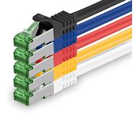 1aTTack.de Cat.7 Cavo di Rete 0,25m - 5 Colori Set 03-5 Pezzi - Ethernet LAN Cat.7 SFTP Spina RJ45 Cat6a 10 Gbit/s Compatibile con Cat5 Cat6 Cat6a Cat8 per Switch Router Modem Patchpanel