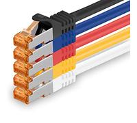 1aTTack.de Cat.7 Cavo di Rete 0,25m - 5 Colori Set 03-5 Pezzi - Ethernet LAN Cat7 Cat 7 SFTP Spina RJ45 Cat6a 10 Gbit s Compatibile con Cat5 Cat6 Cat6a Cat8 per Switch Router Modem Patchpanel