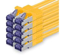1aTTack.de Cat.7 Cavo di Rete 0,25m - Giallo - 10 Pezzi - Ethernet LAN Cat.7 SFTP PIMF LSZH Spina RJ45 Cat6a 10 Gbit s
