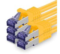 1aTTack.de Cat.7 Cavo di Rete 0,25m - Giallo - 5 Pezzi - Ethernet LAN Cat.7 SFTP PIMF LSZH Spina RJ45 Cat6a 10 Gbit s