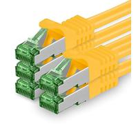 1aTTack.de Cat.7 Cavo di Rete 0,25m - Giallo - 5 Pezzi - Ethernet LAN Cat.7 SFTP Spina RJ45 Cat6a 10 Gbit/s Compatibile con Cat5 Cat6 Cat6a Cat8 per Switch Router Modem Patchpanel