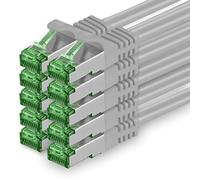 1aTTack.de Cat.7 Cavo di Rete 0,25m - Grigio - 10 Pezzi - Ethernet LAN Cat.7 SFTP Spina RJ45 Cat6a 10 Gbit/s Compatibile con Cat5 Cat6 Cat6a Cat8 per Switch Router Modem Patchpanel