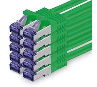 1aTTack.de Cat.7 Cavo di Rete 0,25m - Verde - 10 Pezzi - Ethernet LAN Cat.7 SFTP PIMF LSZH Spina RJ45 Cat6a 10 Gbit s