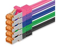 1aTTack.de Cat.7 Cavo di Rete 0,5m - 5 Colori Set 02-5 Pezzi - Ethernet LAN Cat7 Cat 7 SFTP Spina RJ45 Cat6a 10 Gbit s Compatibile con Cat5 Cat6 Cat6a Cat8 per Switch Router Modem Patchpanel
