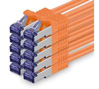 1aTTack.de Cat.7 Cavo di Rete 0,5m - arancione - 10 Pezzi - Ethernet LAN Cat.7 SFTP PIMF LSZH Spina RJ45 Cat6a 10 Gbit s
