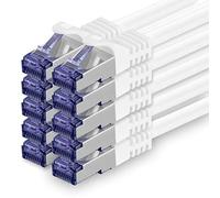 1aTTack.de Cat.7 Cavo di Rete 0,5m - Bianco - 10 Pezzi - Ethernet LAN Cat.7 SFTP PIMF LSZH Spina RJ45 Cat6a 10 Gbit s