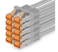 1aTTack.de Cat.7 Cavo di Rete 0,5m - Grigio - 10 Pezzi - Ethernet LAN Cat7 Cat 7 SFTP Spina RJ45 Cat6a 10 Gbit s Compatibile con Cat5 Cat6 Cat6a Cat8 per Switch Router Modem Patchpanel