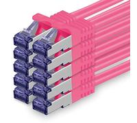 1aTTack.de Cat.7 Cavo di Rete 0,5m - Magenta - 10 Pezzi - Ethernet LAN Cat.7 SFTP PIMF LSZH Spina RJ45 Cat6a 10 Gbit s