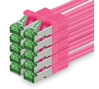 1aTTack.de Cat.7 Cavo di Rete 0,5m - Magenta - 10 Pezzi - Ethernet LAN Cat.7 SFTP Spina RJ45 Cat6a 10 Gbit/s Compatibile con Cat5 Cat6 Cat6a Cat8 per Switch Router Modem Patchpanel