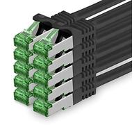 1aTTack.de Cat.7 Cavo di Rete 0,5m - Nero - 10 Pezzi - Ethernet LAN Cat.7 SFTP Spina RJ45 Cat6a 10 Gbit/s Compatibile con Cat5 Cat6 Cat6a Cat8 per Switch Router Modem Patchpanel
