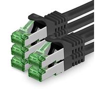 1aTTack.de Cat.7 Cavo di Rete 0,5m - Nero - 5 Pezzi - Ethernet LAN Cat.7 SFTP Spina RJ45 Cat6a 10 Gbit/s Compatibile con Cat5 Cat6 Cat6a Cat8 per Switch Router Modem Patchpanel