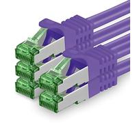 1aTTack.de Cat.7 Cavo di Rete 0,5m - Porpora - 5 Pezzi - Ethernet LAN Cat.7 SFTP Spina RJ45 Cat6a 10 Gbit/s Compatibile con Cat5 Cat6 Cat6a Cat8 per Switch Router Modem Patchpanel