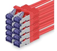 1aTTack.de Cat.7 Cavo di Rete 0,5m - rosso - 10 Pezzi - Ethernet LAN Cat.7 SFTP PIMF LSZH Spina RJ45 Cat6a 10 Gbit s