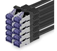 1aTTack.de Cat.7 Cavo di Rete 1,5m - Nero - 10 Pezzi - Ethernet LAN Cat.7 SFTP PIMF LSZH Spina RJ45 Cat6a 10 Gbit s