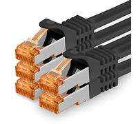 1aTTack.de Cat.7 Cavo di Rete 1,5m - Nero - 5 Pezzi - Ethernet LAN Cat7 Cat 7 SFTP Spina RJ45 Cat6a 10 Gbit s Compatibile con Cat5 Cat6 Cat6a Cat8 per Switch Router Modem Patchpanel