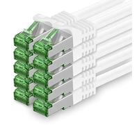 1aTTack.de Cat.7 Cavo di Rete 10m - Bianco - 10 Pezzi - Ethernet LAN Cat.7 SFTP Spina RJ45 Cat6a 10 Gbit/s Compatibile con Cat5 Cat6 Cat6a Cat8 per Switch Router Modem Patchpanel