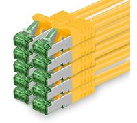 1aTTack.de Cat.7 Cavo di Rete 2m - Giallo - 10 Pezzi - Ethernet LAN Cat.7 SFTP Spina RJ45 Cat6a 10 Gbit/s Compatibile con Cat5 Cat6 Cat6a Cat8 per Switch Router Modem Patchpanel