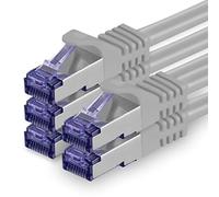 1aTTack.de Cat.7 Cavo di Rete 2m - Grigio - 5 Pezzi - Ethernet LAN Cat.7 SFTP PIMF LSZH Spina RJ45 Cat6a 10 Gbit s