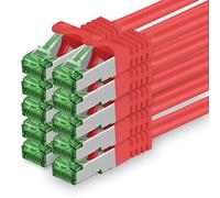 1aTTack.de Cat.7 Cavo di Rete 2m - rosso - 10 Pezzi - Ethernet LAN Cat.7 SFTP Spina RJ45 Cat6a 10 Gbit/s Compatibile con Cat5 Cat6 Cat6a Cat8 per Switch Router Modem Patchpanel
