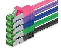 1aTTack.de Cat.7 Cavo di Rete 3 metri - 5 Colori Set 02-5 Pezzi - Ethernet LAN Cat.7 SFTP Spina RJ45 Cat6a 10 Gbit/s Compatibile con Cat5 Cat6 Cat6a Cat8 per Switch Router Modem Patchpanel