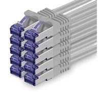 1aTTack.de Cat.7 Cavo di Rete 3 metri - Grigio - 10 Pezzi - Ethernet LAN Cat.7 SFTP PIMF LSZH Spina RJ45 Cat6a 10 Gbit s