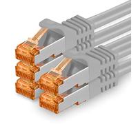 1aTTack.de Cat.7 Cavo di Rete 3 metri - Grigio - 5 Pezzi - Ethernet LAN Cat7 Cat 7 SFTP Spina RJ45 Cat6a 10 Gbit s Compatibile con Cat5 Cat6 Cat6a Cat8 per Switch Router Modem Patchpanel