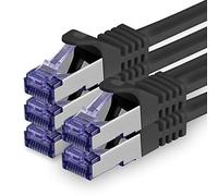 1aTTack.de Cat.7 Cavo di Rete 3 metri - Nero - 5 Pezzi - Ethernet LAN Cat.7 SFTP PIMF LSZH Spina RJ45 Cat6a 10 Gbit s