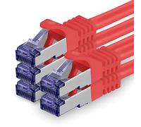 1aTTack.de Cat.7 Cavo di Rete 5m - rosso - 5 Pezzi - Ethernet LAN Cat.7 SFTP PIMF LSZH Spina RJ45 Cat6a 10 Gbit s