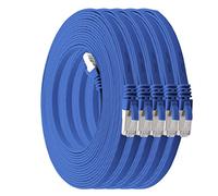 1aTTack.de Cat.7 cavo di rete piatto 10GB/s Slim Flat Cavi RJ45 Patch cavi di installazione nastro - compatibile CAT5 CAT6 CAT7 CAT 8 Blu - 5 unità 2m