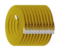 1aTTack.de Cat.7 cavo di rete piatto 10GB/s Slim Flat Cavi RJ45 Patch cavi di installazione nastro - compatibile CAT5 CAT6 CAT7 CAT 8 Giallo - 10 unità 0,25m