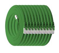 1aTTack.de Cat.7 cavo di rete piatto 10GB/s Slim Flat Cavi RJ45 Patch cavi di installazione nastro - compatibile CAT5 CAT6 CAT7 CAT 8 verde - 10 pezzi 1m