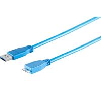 1aTTack.de Cavo adattatore 3x USB-A, Micro-B, 3.0, blu, 3 m - Con questo cavo USB standard puoi collegare, ad esempio, un disco rigido esterno al tuo PC