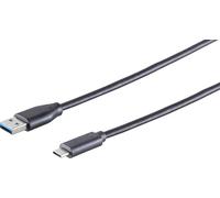 1aTTack.de Cavo adattatore 3x USB-A, USB-C, 3.0, nero, 3 m - Con questo cavo USB standard puoi collegare, ad esempio, un disco rigido esterno al tuo PC.