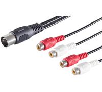1aTTack.de Cavo adattatore audio di alta qualità da 3 x 0,2 m con spina DIN a 5 pin a 4 jack RCA