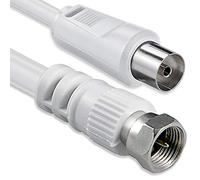 1aTTack.de Cavo adattatore per antenna SAT 1,5 metri 2x connettore F schermato > presa coassiale SAT bianco F-coax Ku 75db